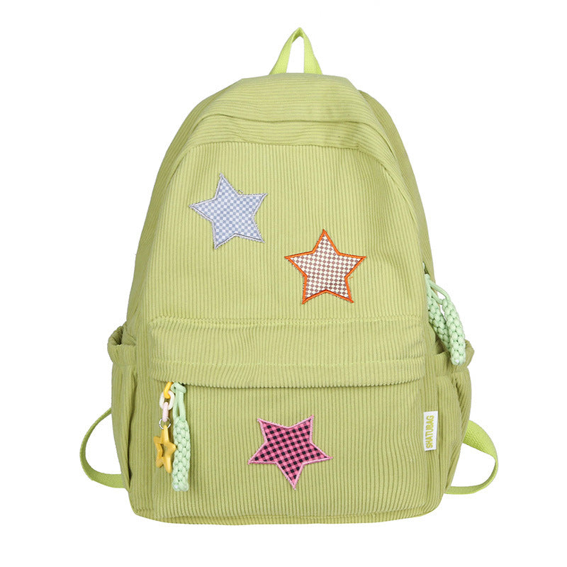 Fun Star Patterned Corduroy School Backpack Kalsten