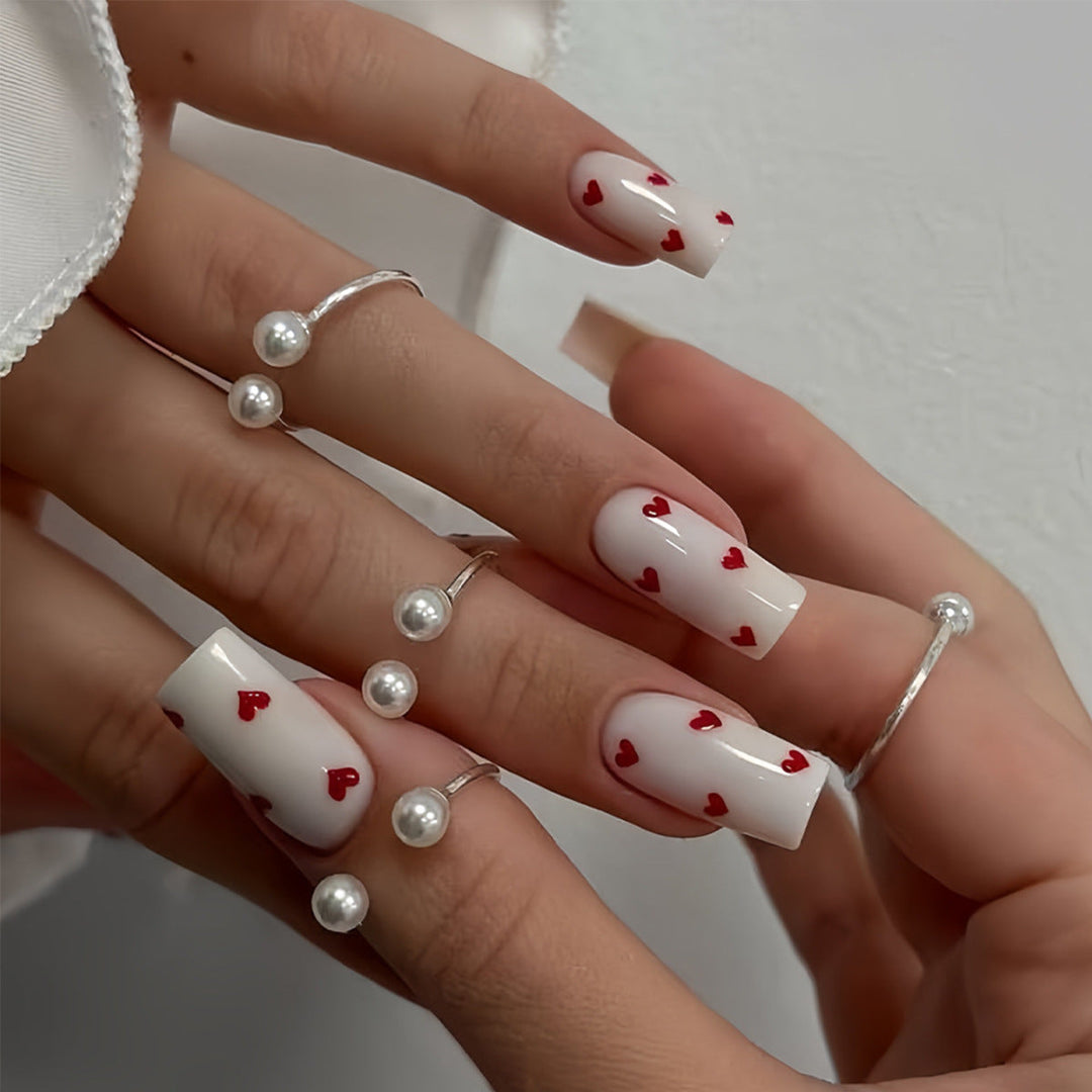 Artistic Heart-Themed Press-On Nail Set Kalsten