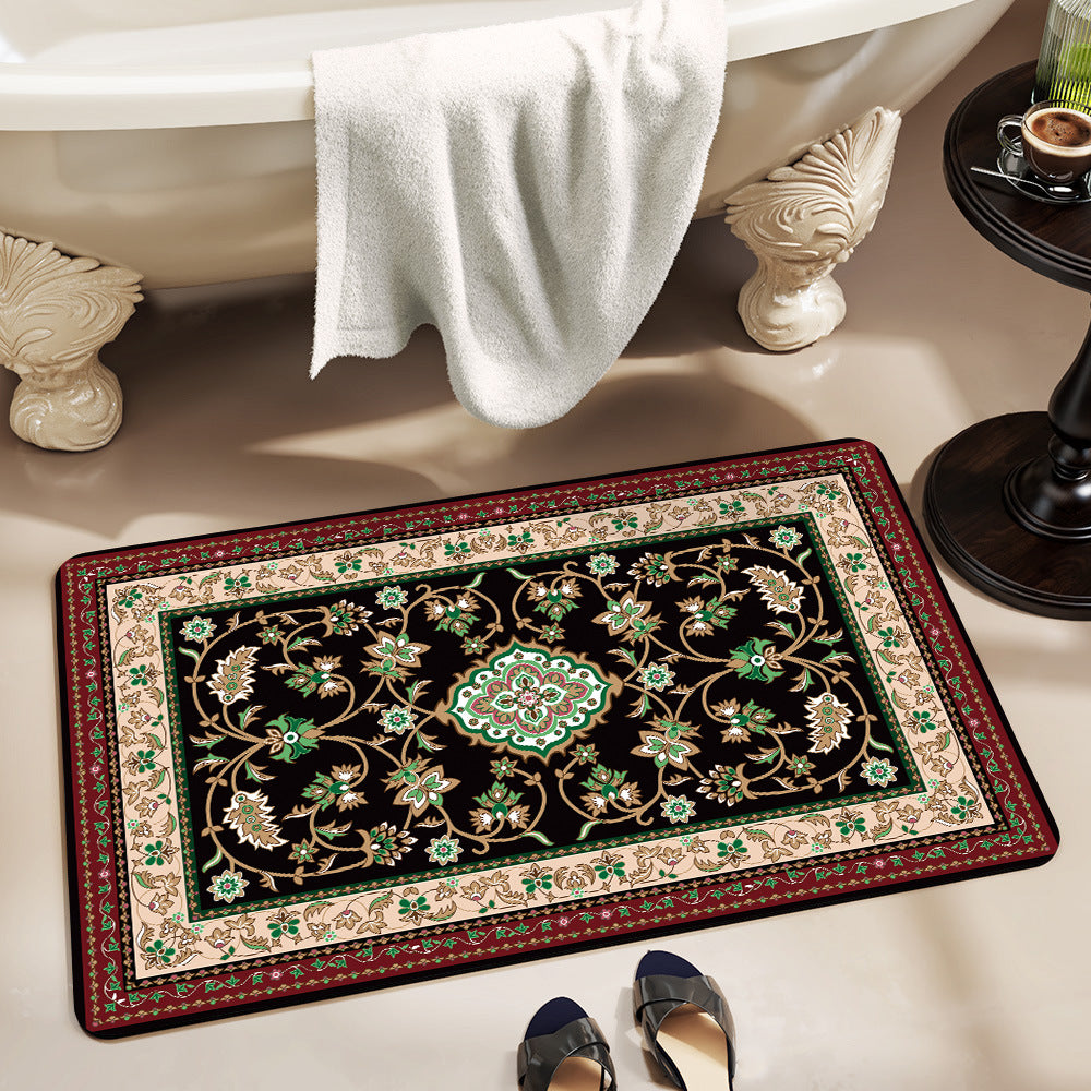 Elegant Vintage Floral Bath Mat Acalora