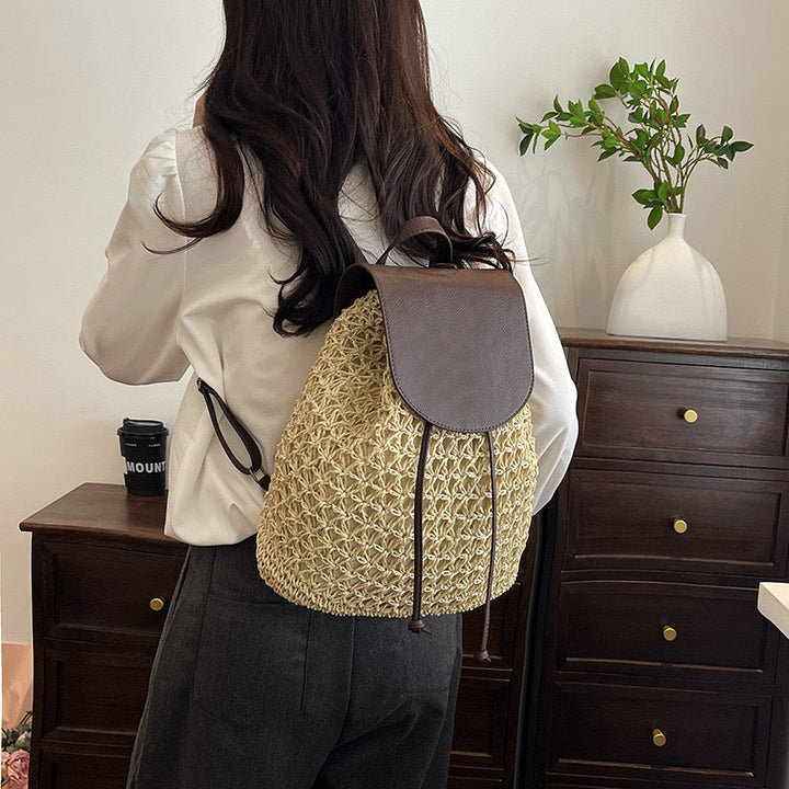 Braided shoulder bag with leather flap Kalsten