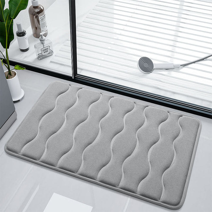 Plush Wave-Pattern Bath Mat