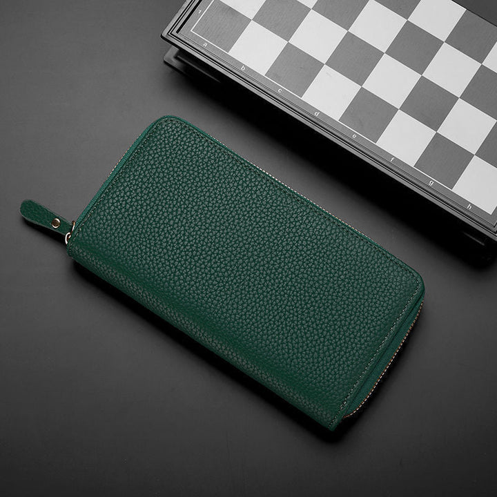 Textured Leather Zip-Around Wallet Kalsten
