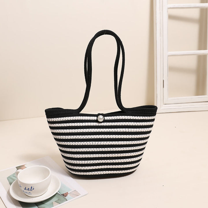 Trendy Basket Bag with Stylish Striped Pattern Kalsten