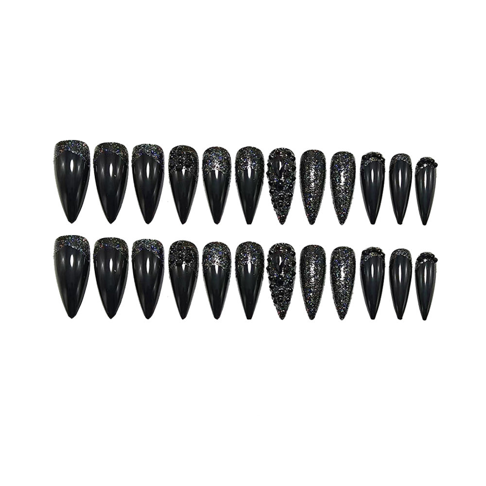 Artificial Nails in Elegant Stiletto Design with Sparkling Rhinestone Accents Kalsten