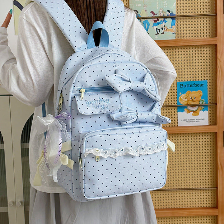 Backpack with Playful Bows and Practical Storage Solutions Kalsten