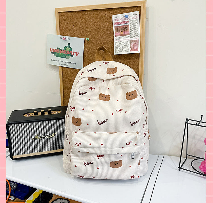 Cute Bear Print Backpack Kalsten