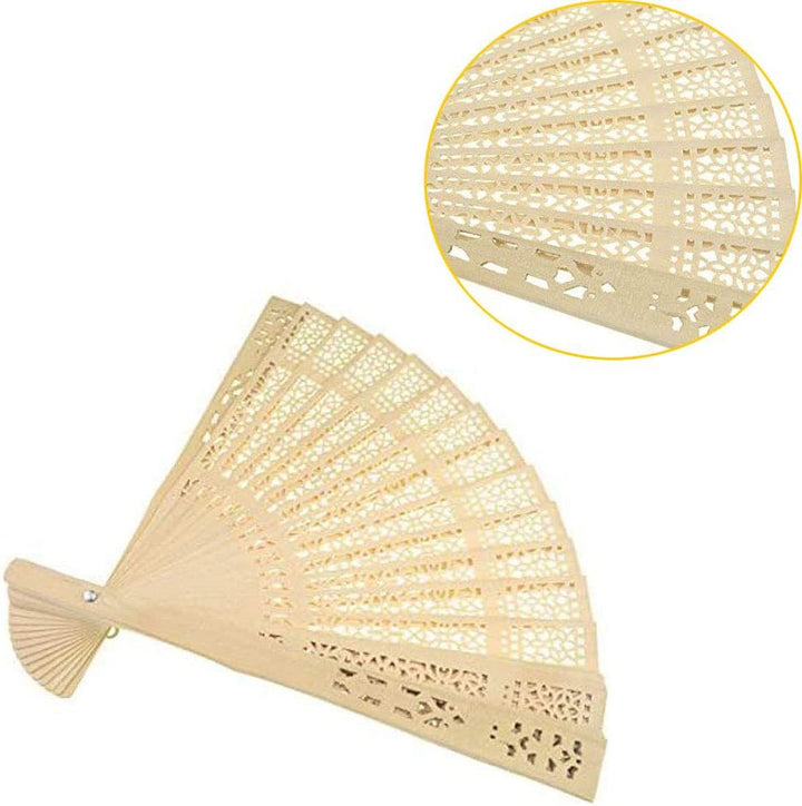 Ladies decorative hand fan made of high-quality wood with intricate cut-out work Kalsten