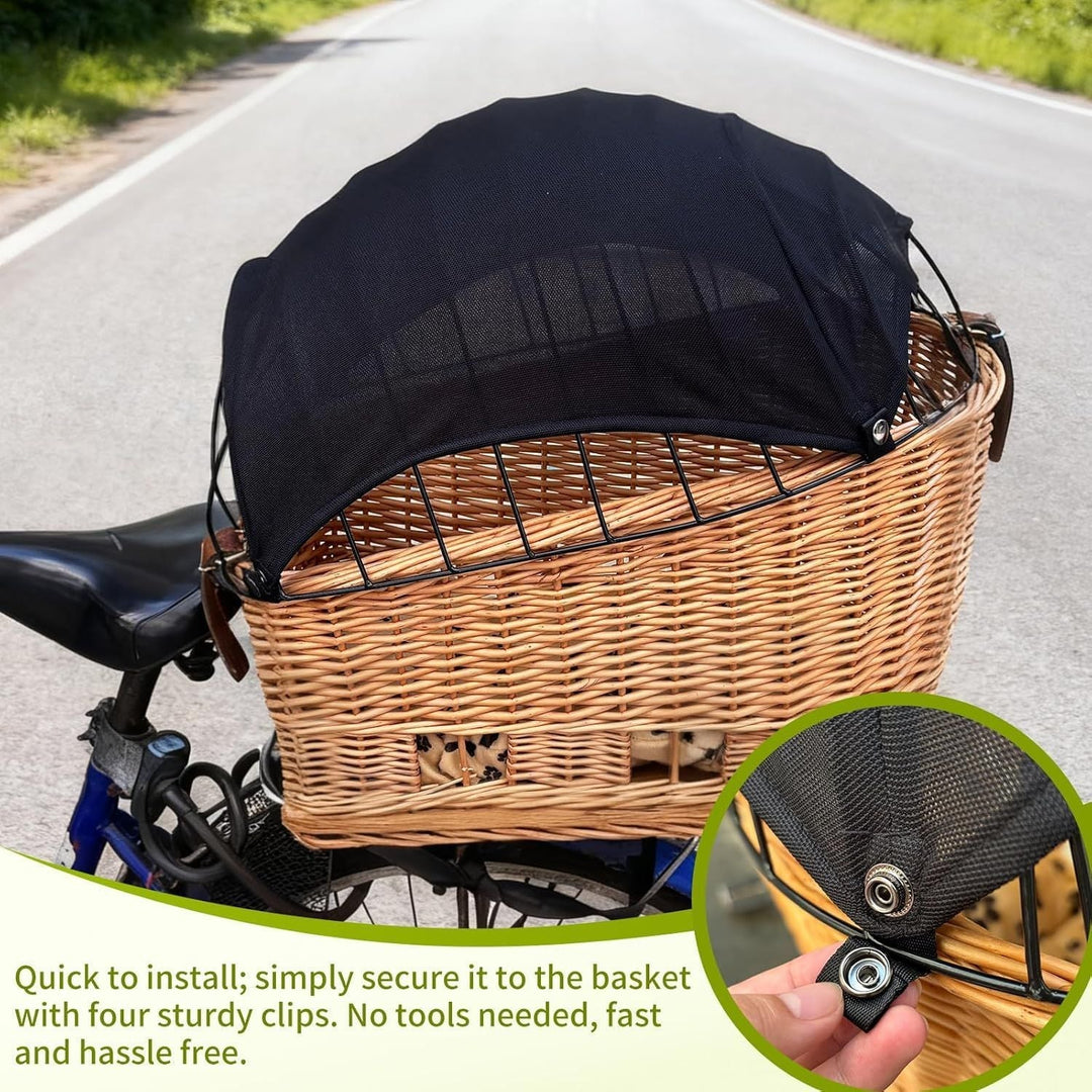 woven wicker pet carrier basket with retractable mesh canopy Kalsten