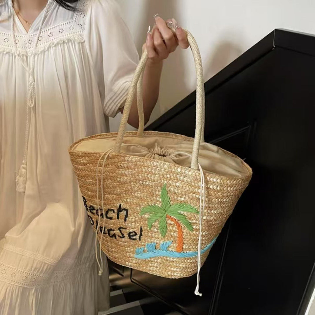 Summery woven bag with creative beach motif Kalsten