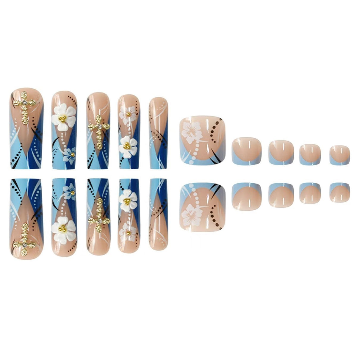 Floral Design Long Press-On Nails Acalora
