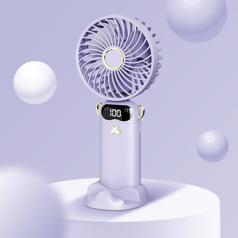 Cooling rechargeable handheld mini fan with digital battery display and cute desktop stand Kalsten