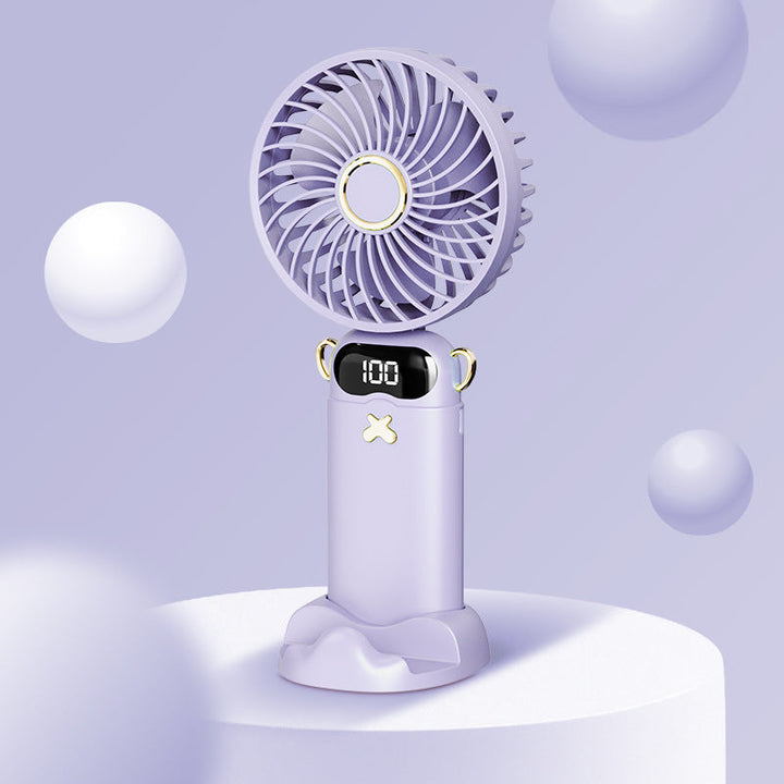 Cooling rechargeable handheld mini fan with digital battery display and cute desktop stand Kalsten