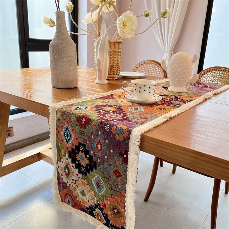 Colorful Geometric Pattern Table Runner