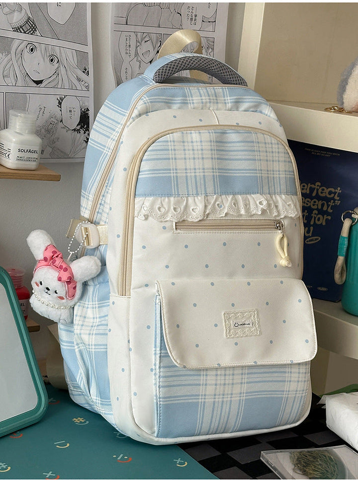 Cute Plaid Print School Backpack