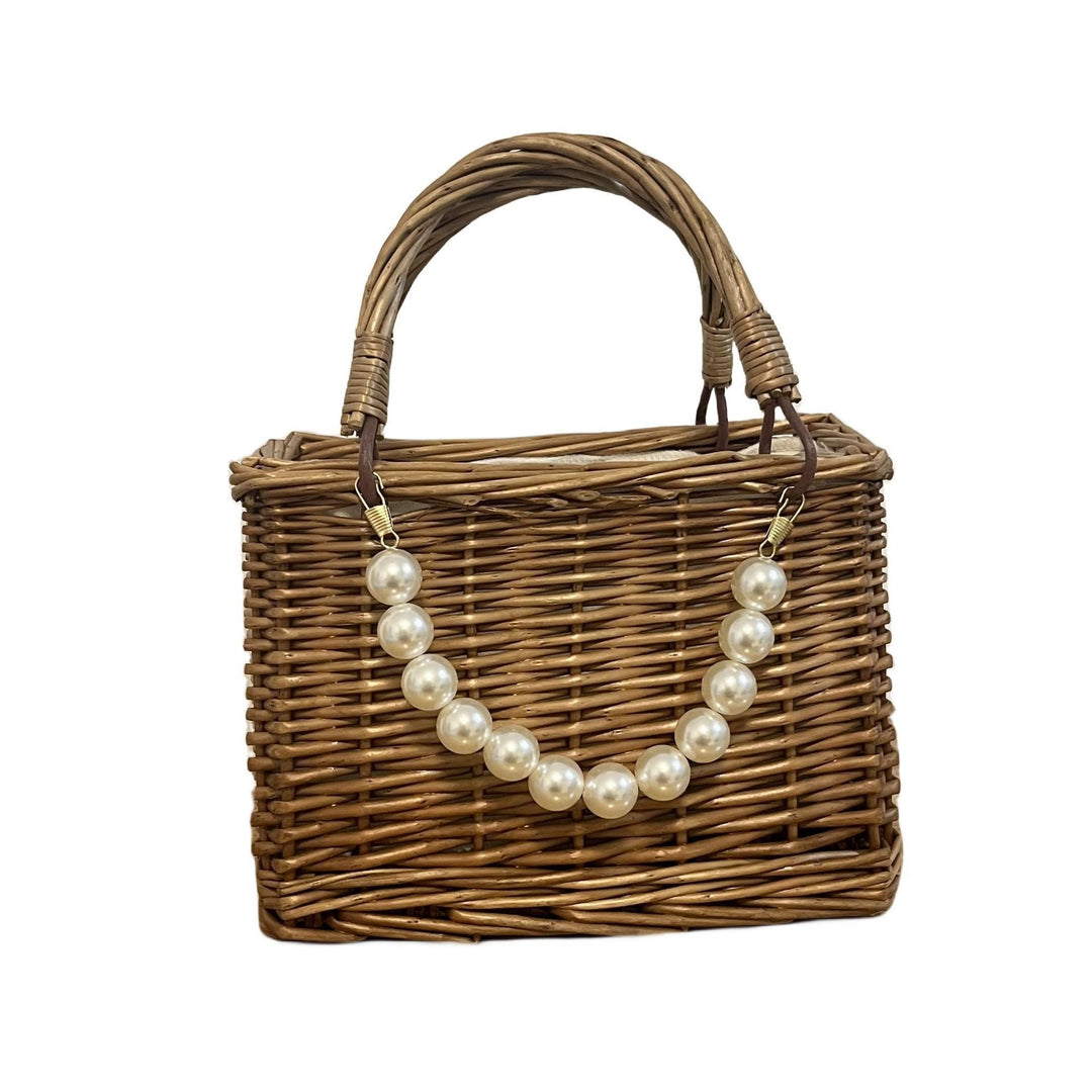Ladies' basket bag with decorative pearl accents and bow decoration Kalsten