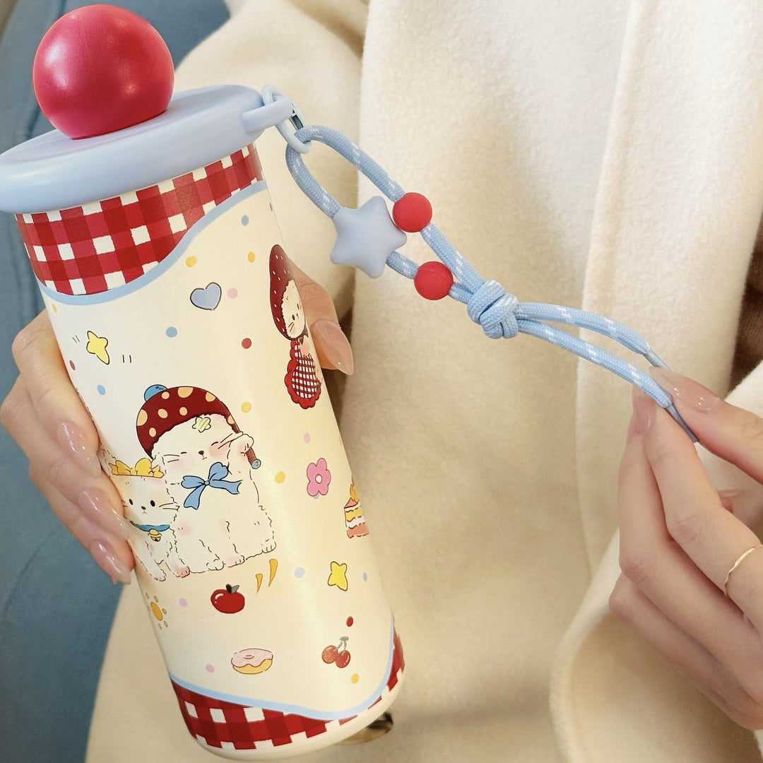 Women's insulated drinking bottle with practical carrying strap and cute animal motif Kalsten