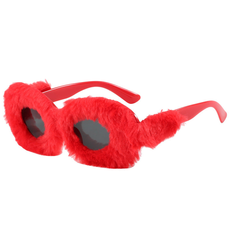 Women eye-catching designer sunglasses with luxurious fur frame Kalsten