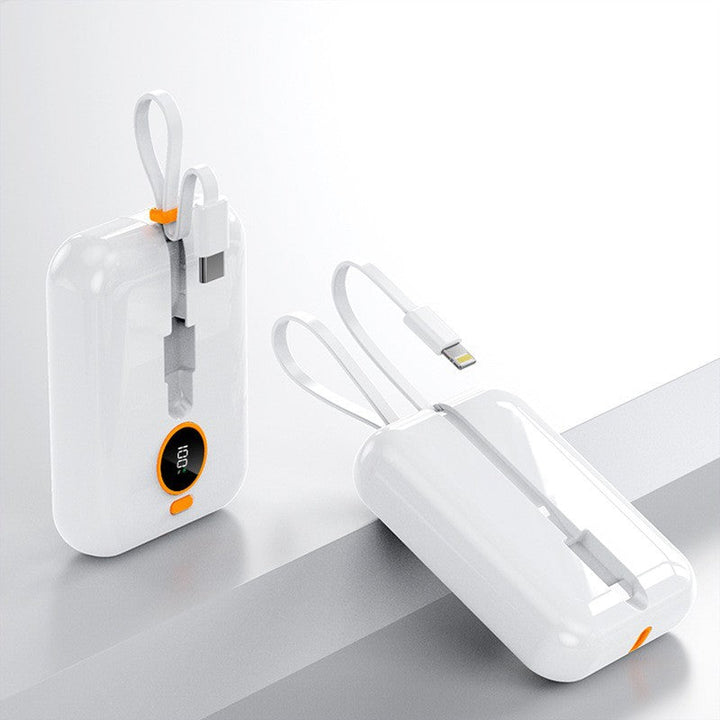 Portable Mini Power Bank with Integrated Charging Cable and Digital Display Kalsten