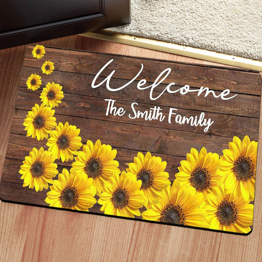 Decorative Bee Hive Welcome Indoor Outdoor Low-Profile Doormat With Non-Slip Rubber Backing