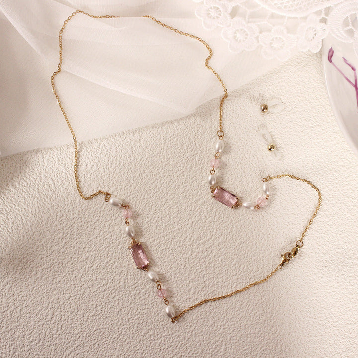 Elegant necklace with pearls and pink accents Kalsten