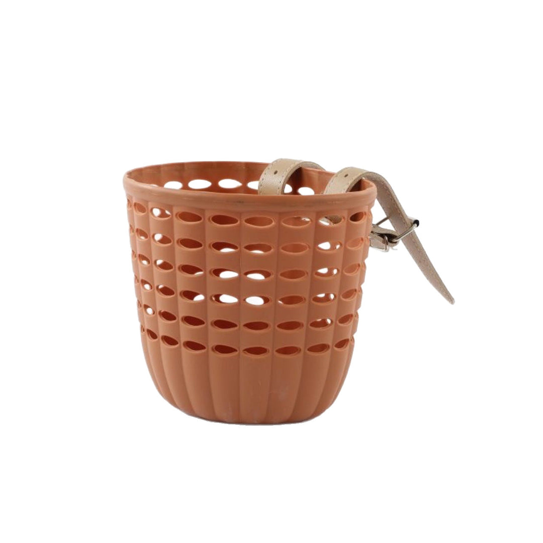 Detachable Front Bicycle Basket with Leather Straps and Ventilated Plastic Design Kalsten