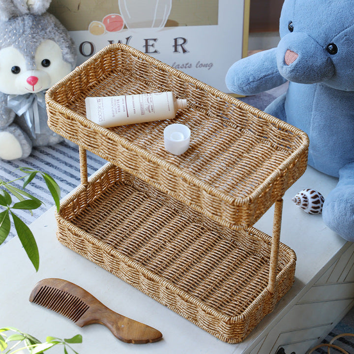 Multi-Tiered Wicker Storage Display Tray Kalsten