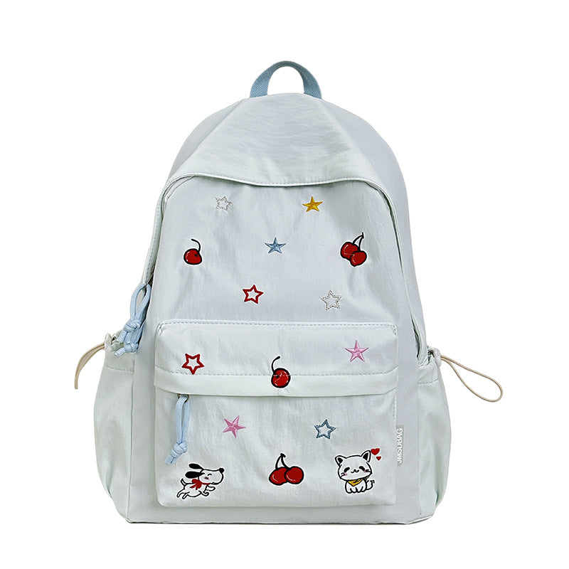 Playful Character Embroidered School Backpack Kalsten
