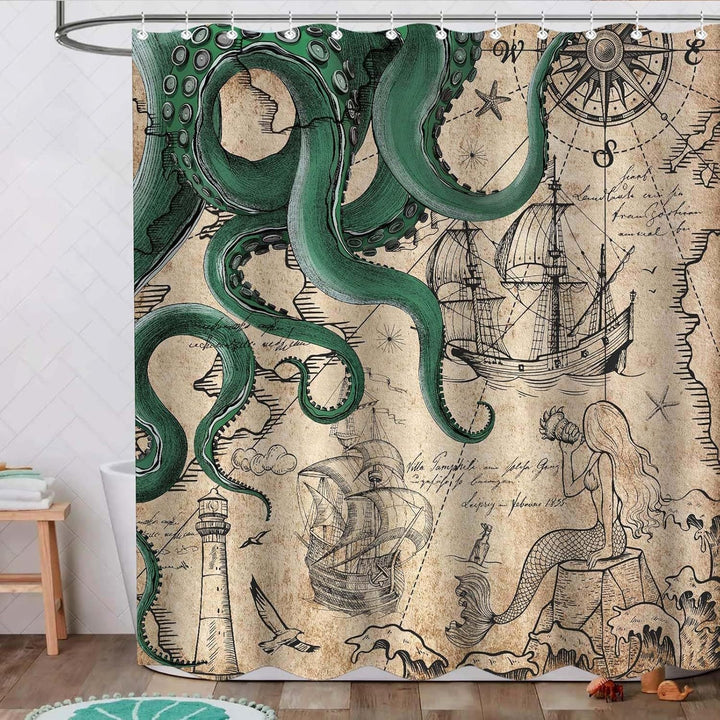 Ocean-Theme Shower Curtain Kalsten
