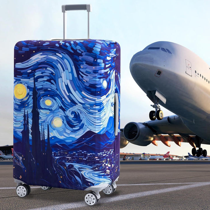 Unisex non-elastic suitcase protective cover with world travel design for hard-shell trolley and spinner wheels Kalsten