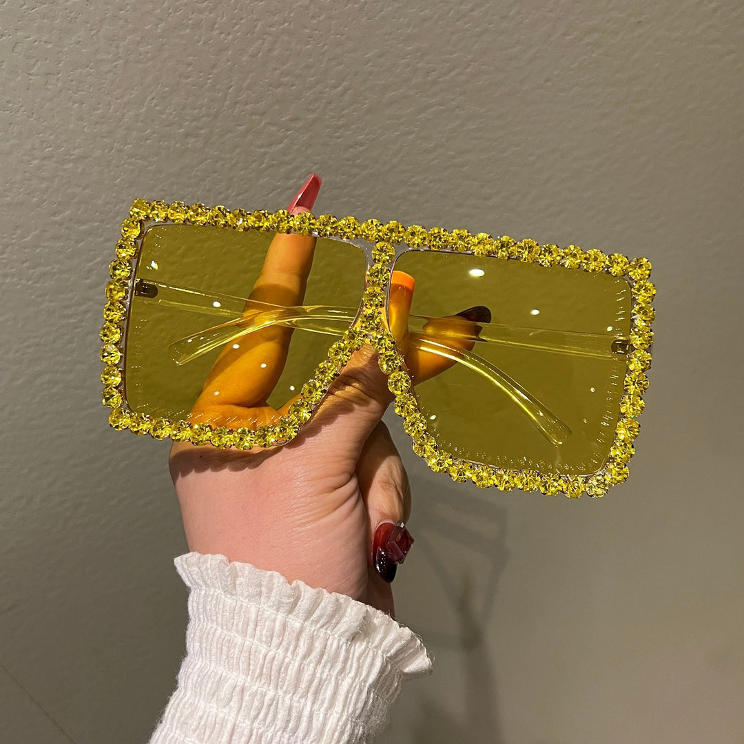 Women's Oversized Sunglasses with Sparkling Rhinestone Frame Kalsten