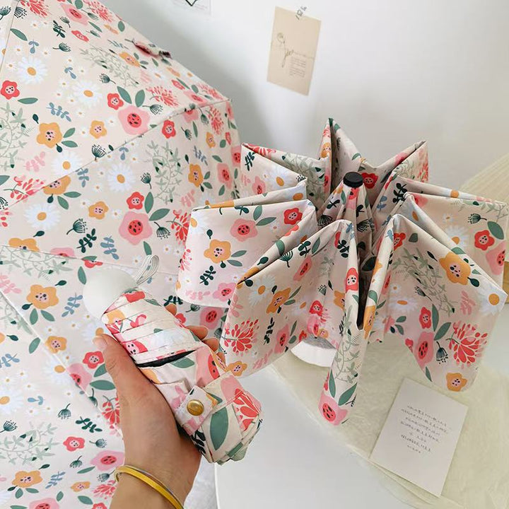 Ladies Folding Umbrella with Floral Design and Cute Details Kalsten