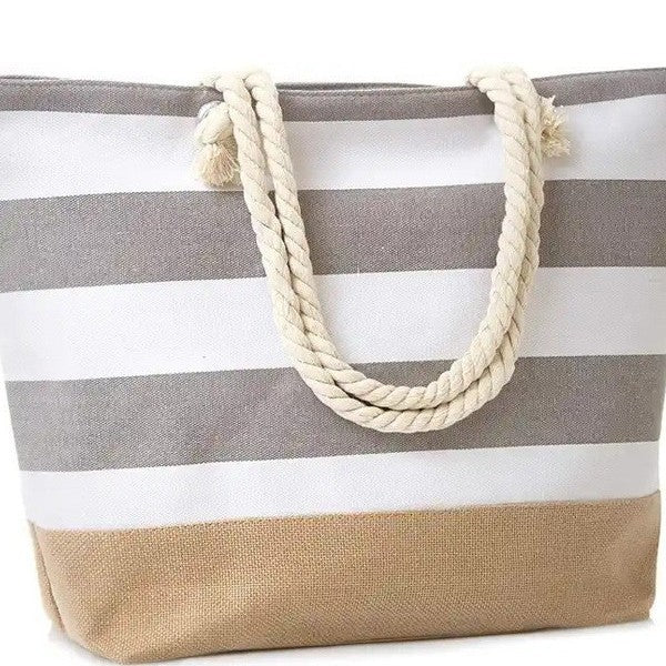 Beach bag with maritime stripes and sturdy rope handles Kalsten