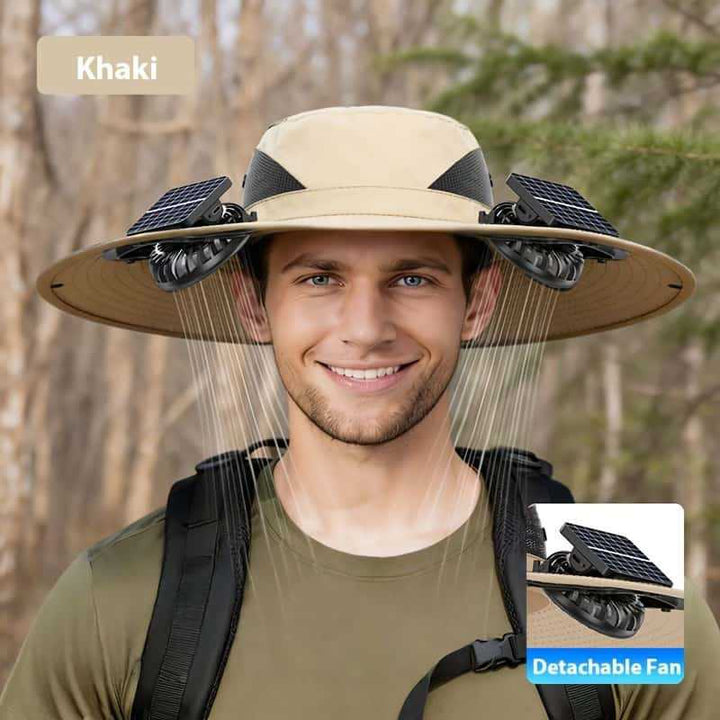 UV-Protect-Sun Hat with removable face and neck protection, integrated solar fan and breathable mesh Kalsten