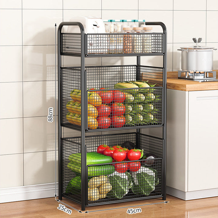 Rolling Kitchen Storage Organizer with Adjustable Mesh Baskets Kalsten