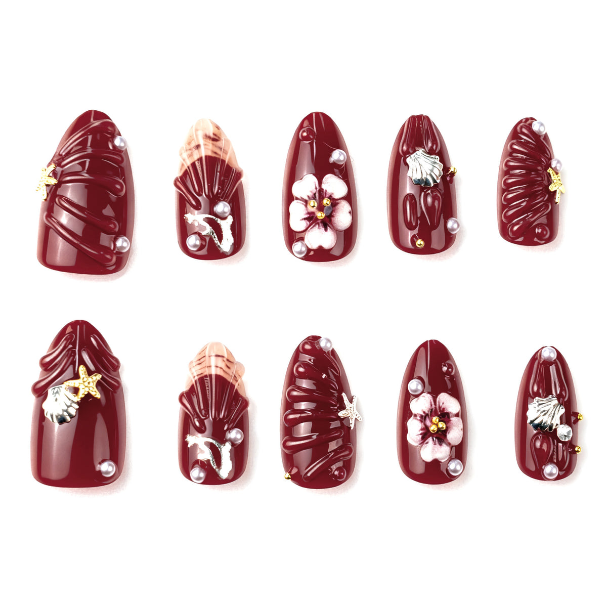 Nail art set with floral rhinestone decorations Acalora