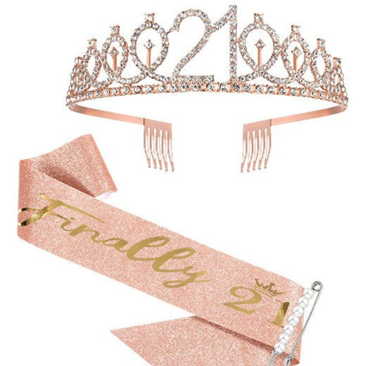 Ladies Sparkling Tiara with personalized 80th Birthday Inscription Kalsten