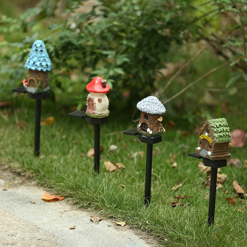 Solar Mushroom House Garden Stake Light With Rechargeable Battery Kalsten