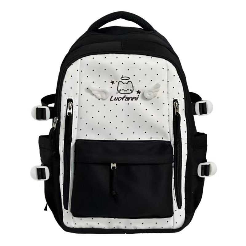 Playful Polka Dot Multi-Pocket Backpack Kalsten