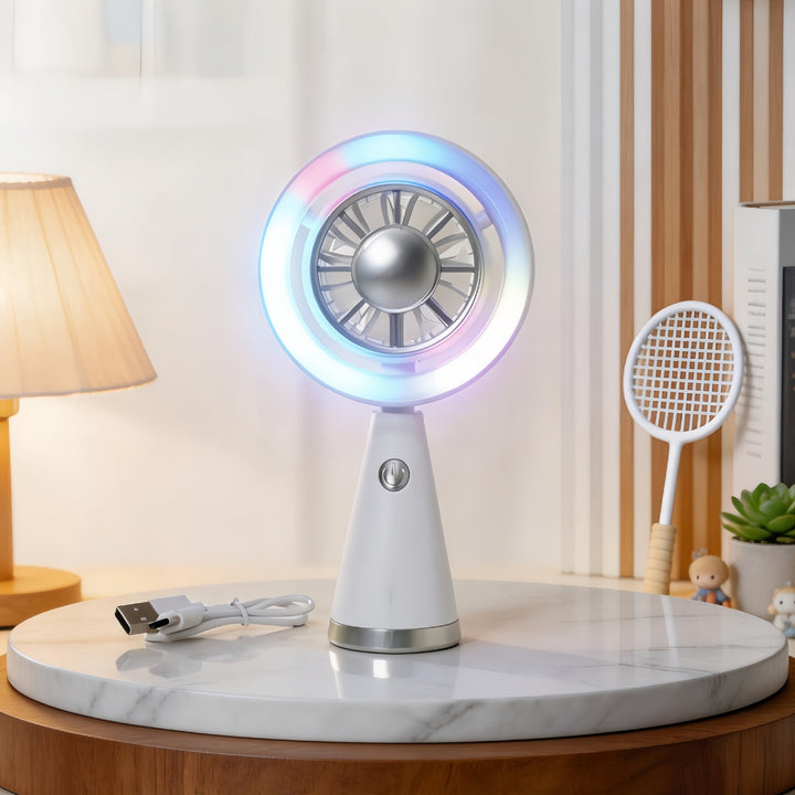 Women's Portable Mini Fan with Colorful LED Light Kalsten