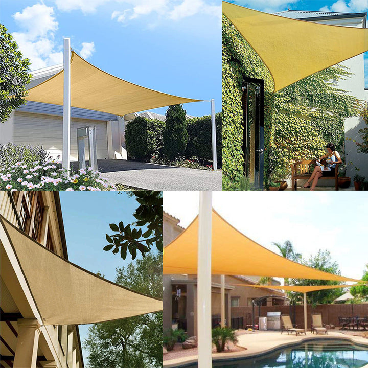 heavy-duty knitted UV protection rectangular sun shade sail with reinforced stainless steel D-ring anchors Kalsten