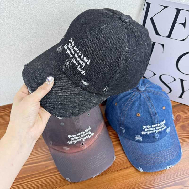Women's Distressed Denim Statement Cap Kalsten