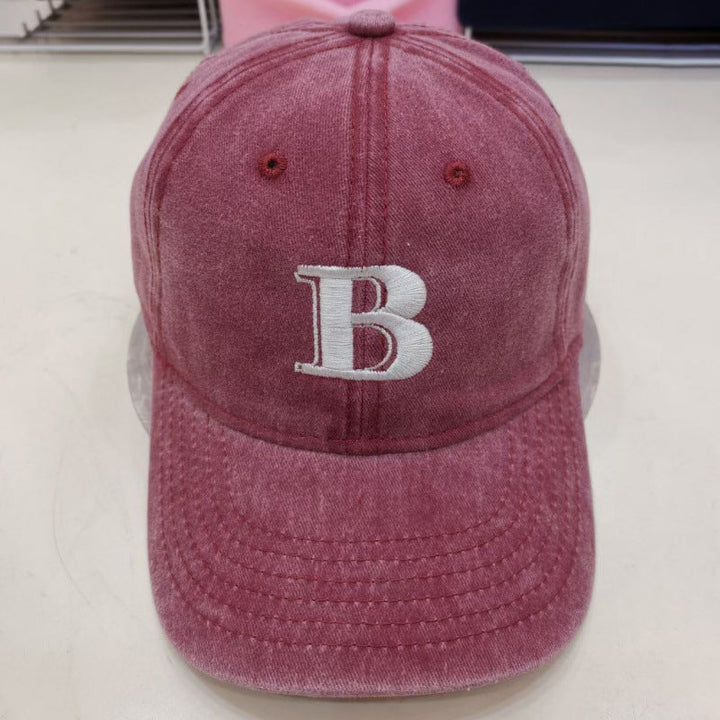 Women's Distressed Cotton Baseball Cap with Letter Embroidery Kalsten