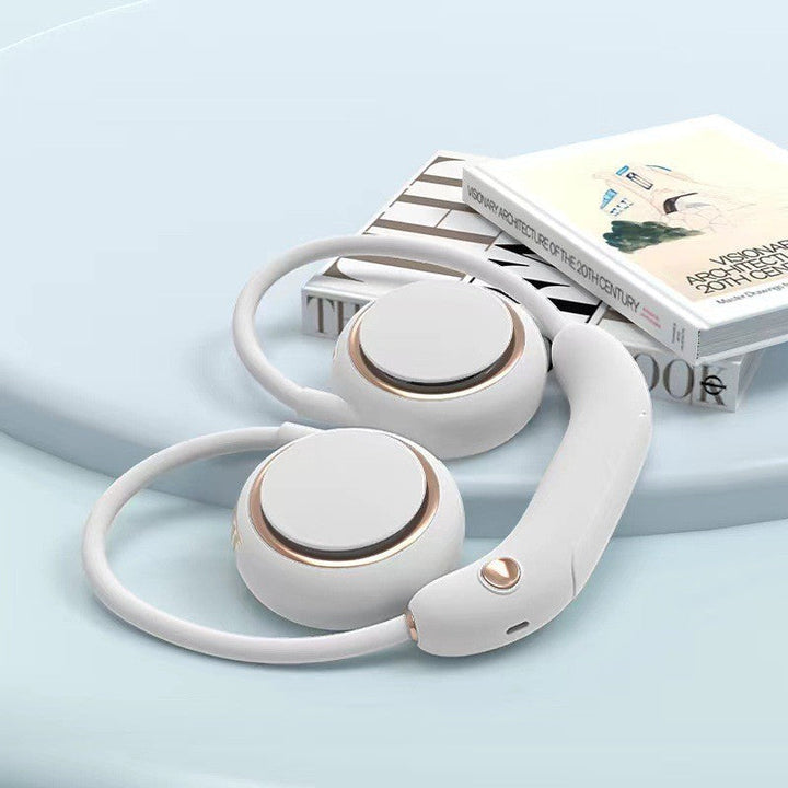 Cooling hands-free rechargeable dual bear-ear neck fan with adjustable speeds Kalsten