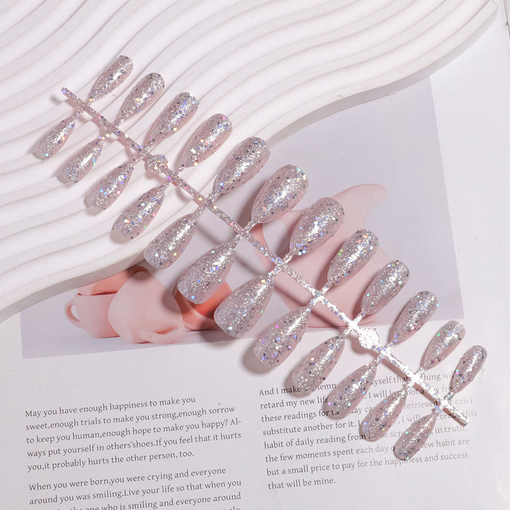 Sparkling Glittery Almond-Shape Press-On Nails Kalsten