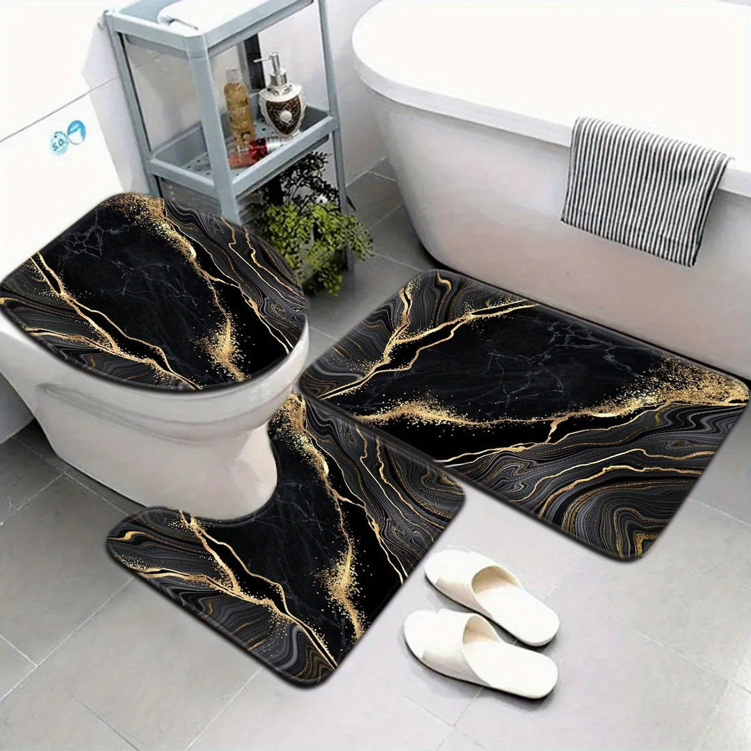 Artistic Marble Print Bath Mat Set Kalsten