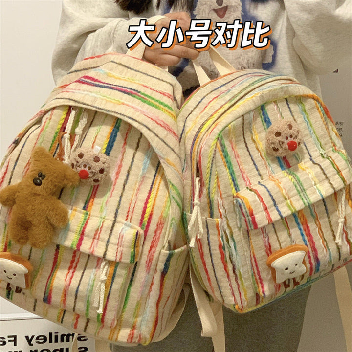 Colorful Striped Fabric School Backpack Kalsten