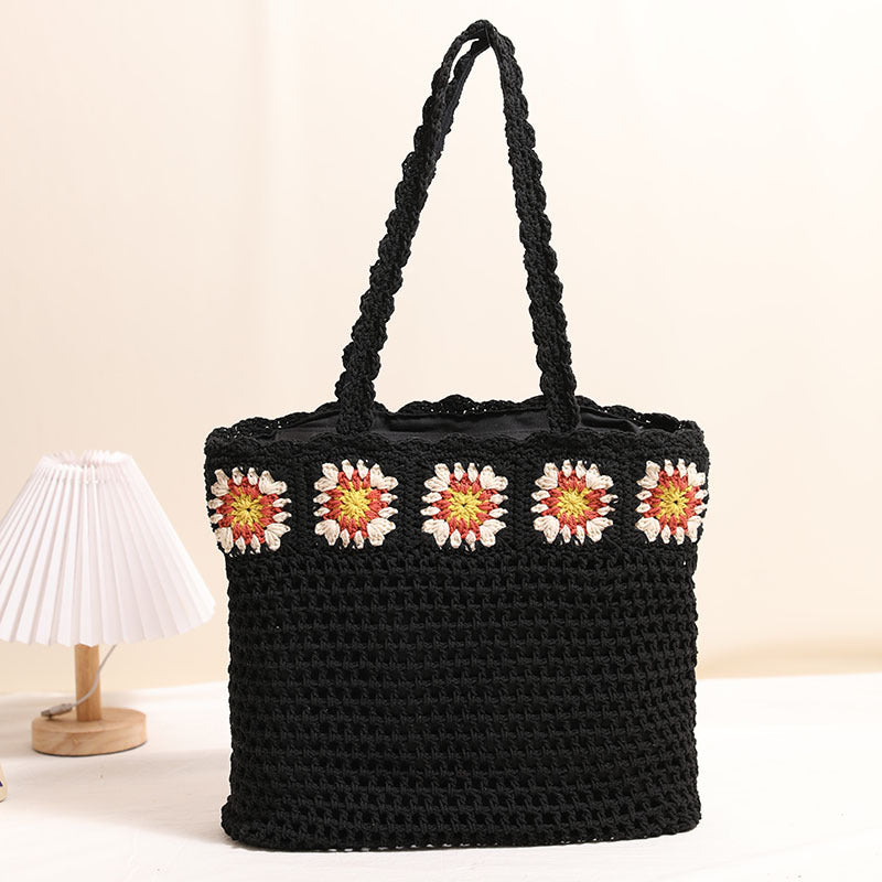 Hand-crocheted beach bag with floral accents Kalsten
