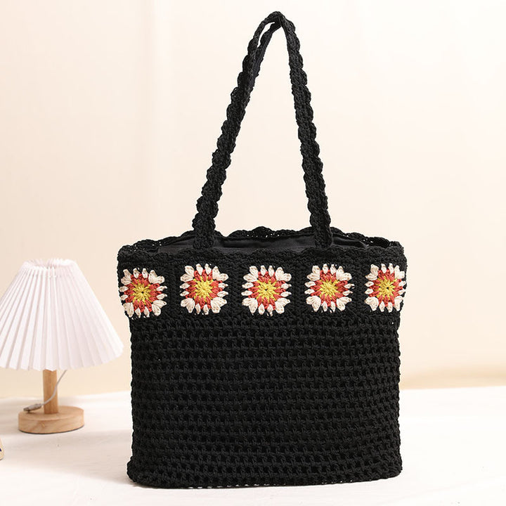 Hand-crocheted beach bag with floral accents Kalsten