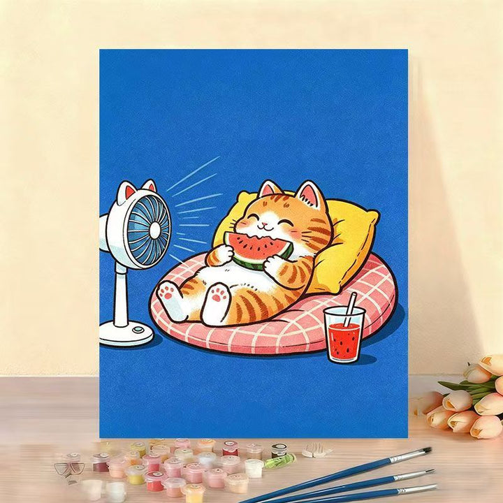 Whimsical Cat Illustration Canvas Artwork Kalsten