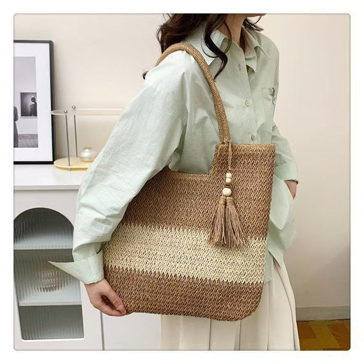 Macrame Tote Bag with Fashionable Tassel Accent Kalsten